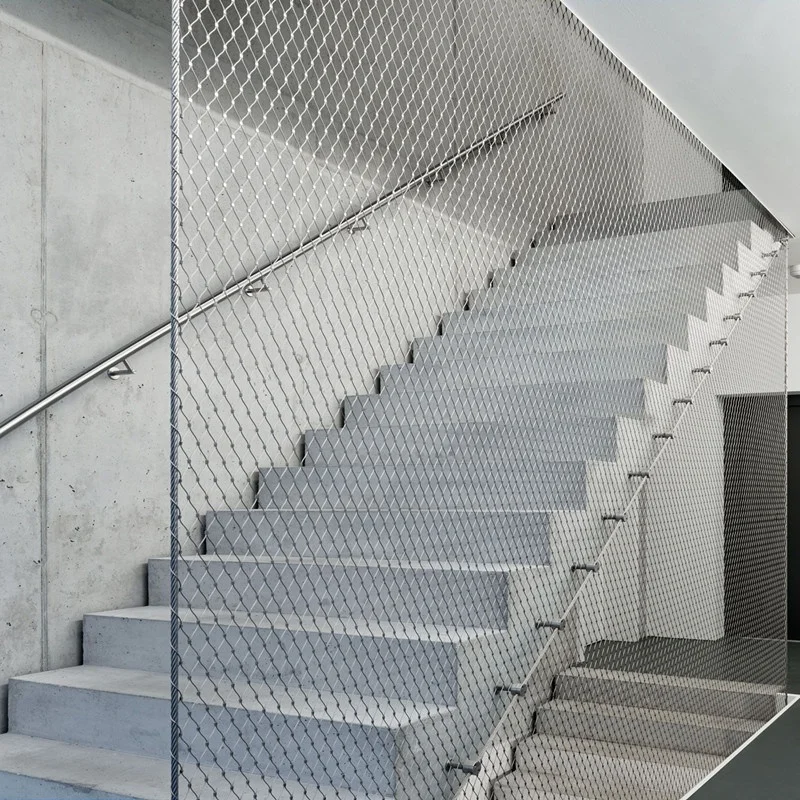 Flexible stainless steel  cable net for stairs/bridge protection mesh