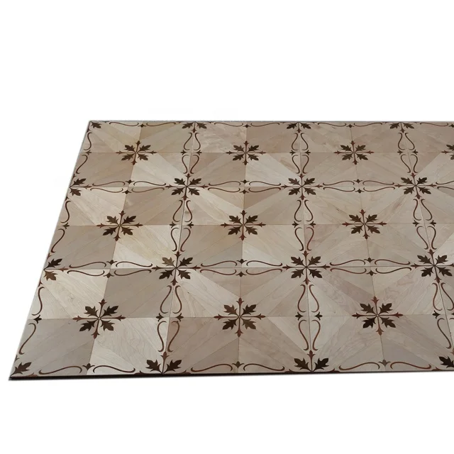 Brown Smooth Engineered Maple Wood Inlay Art Parquet Floors