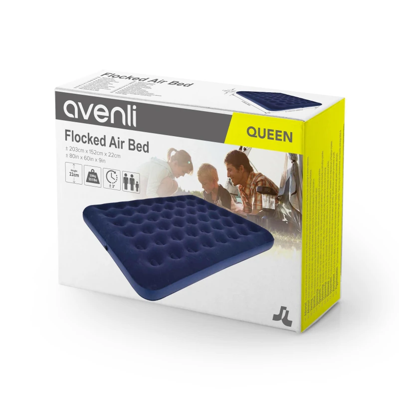 Custom Flocked PVC Size 203*152*22cm Indoor Outdoor Inflatable Air Bed Mattress For Camping