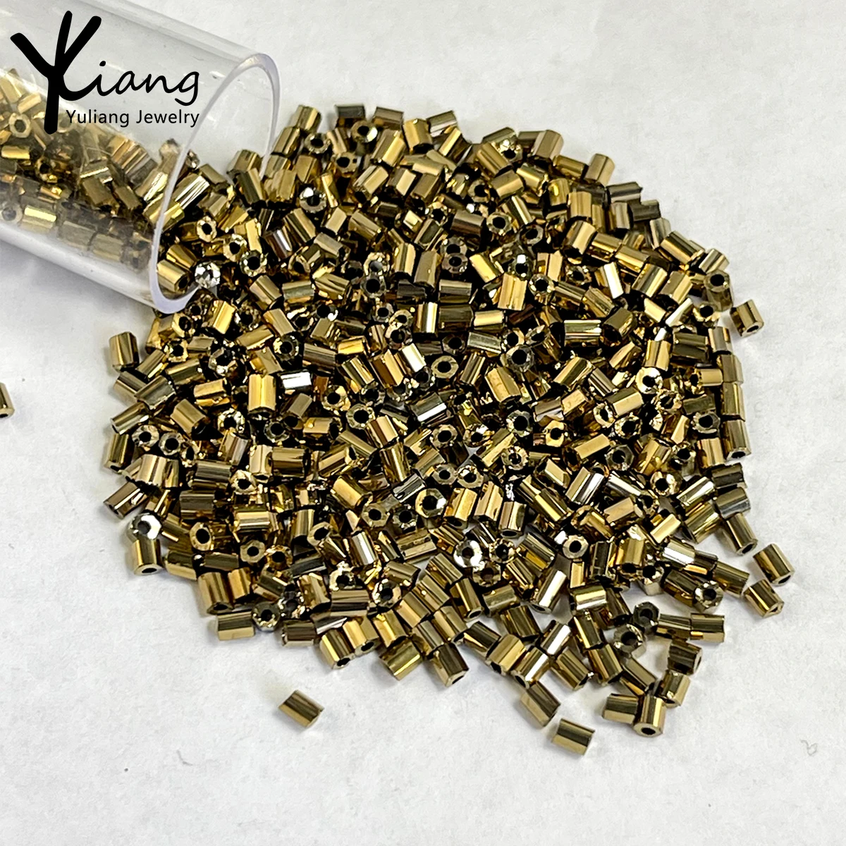 Wholesale 2mm high-quality hexagonal glass beads at original price, used for DIY bracelet, necklace, and jewelry production