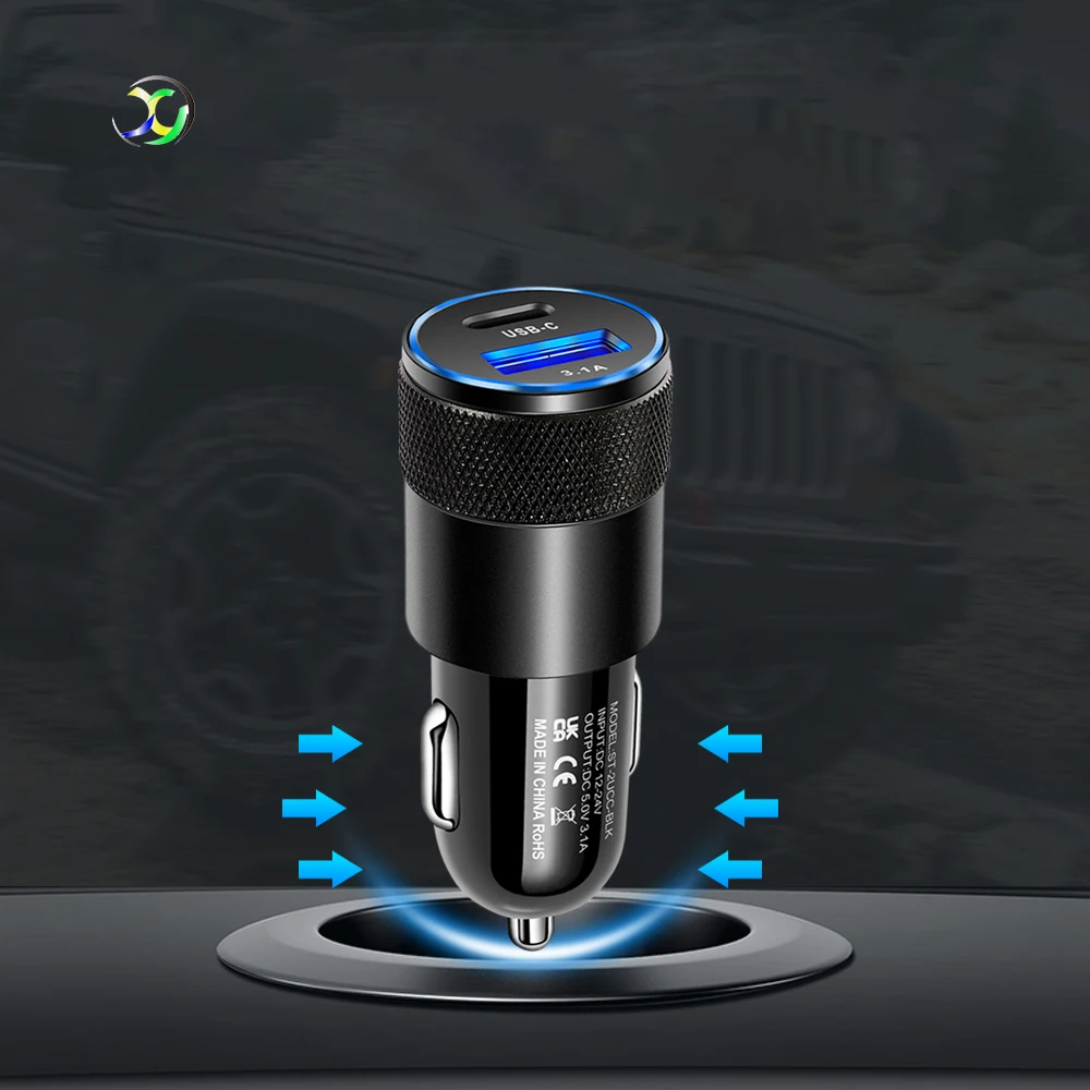 Fast Car Charger Adapter Dual Port PD 20w Charging Phone QC 3.0 Usb A Car Charger