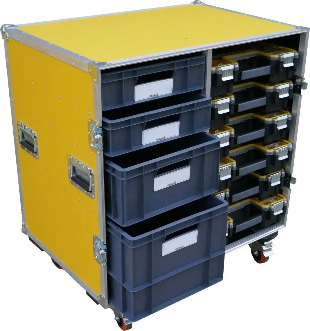 Moved Easily Storage Space 4 Drawer Motorsport 6 Stanley Fatmax Organiser Tool Flightcase with Wheels