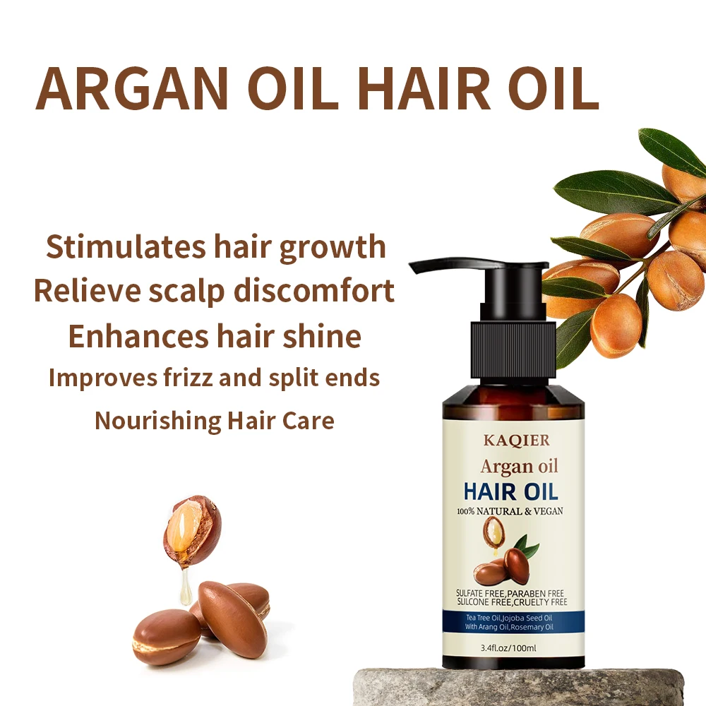 Custom Private Label 100Ml Organic Pure Argan Oil Essential Oil Nourishing Reduce Hair Loss Hair Product For Men And Women