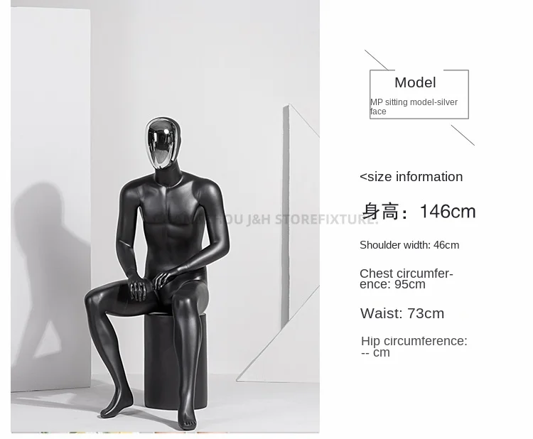 silver head matte black mannequin for man clothing store male full body models man sport clothes dummy display