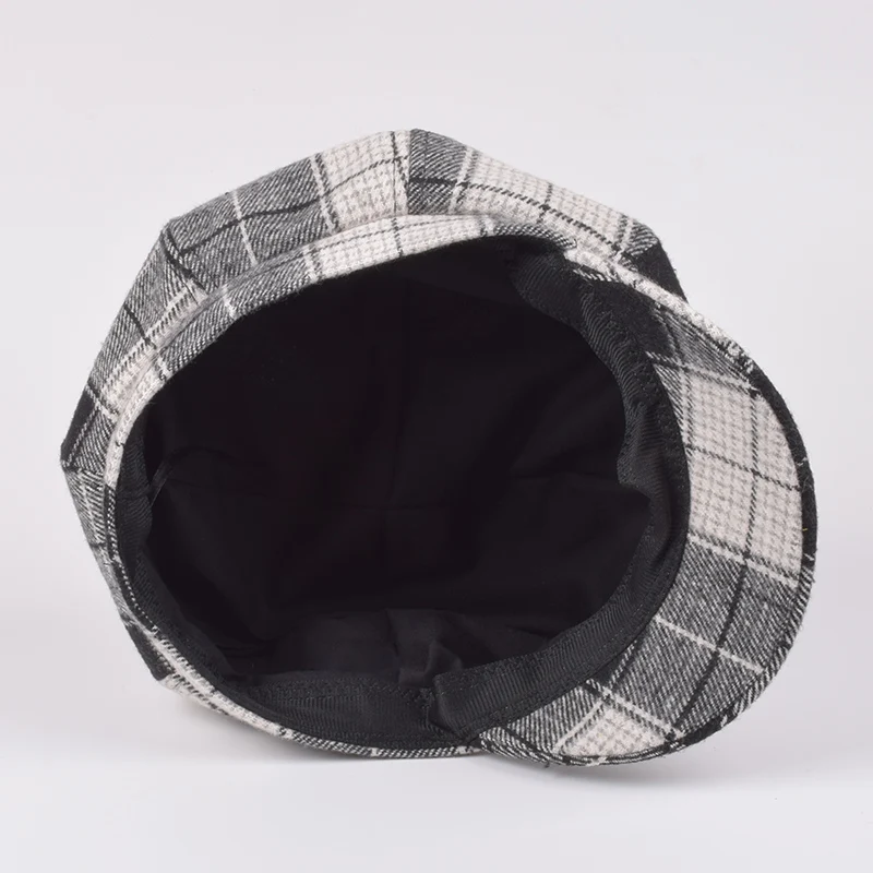 Men and Women British Retro Plaid Beret Outdoor Leisure Octagonal Painter Hat Classical Ladies Dress Cap Hombre Gorras Mujer