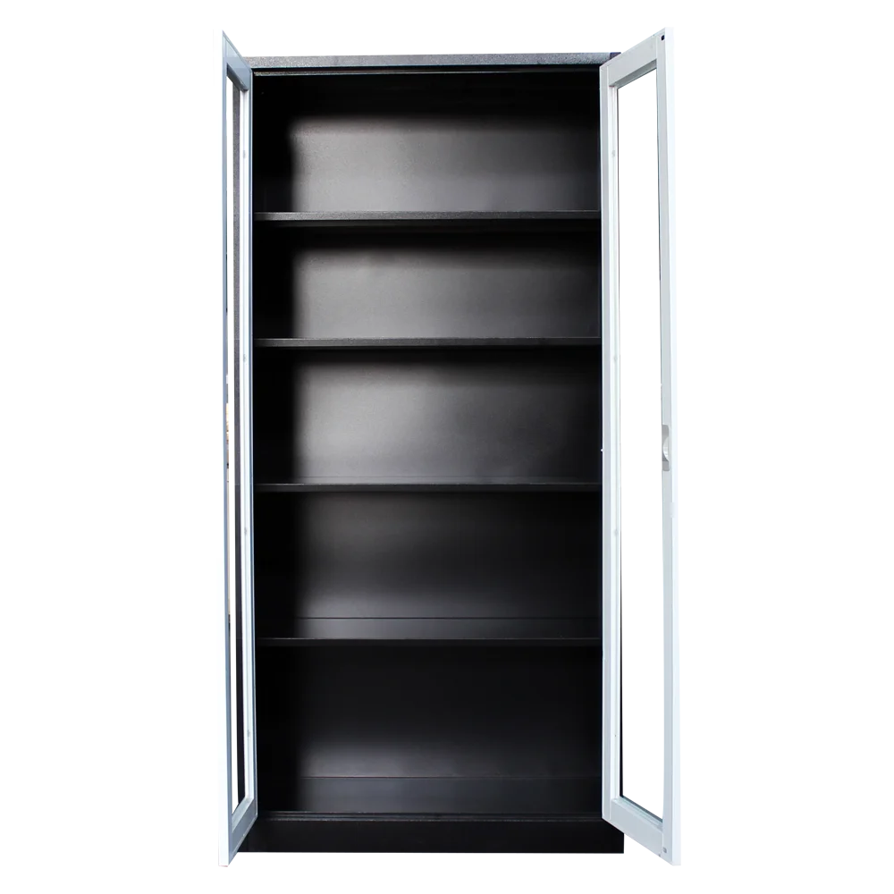 2024 Factory Direct Modern Office Furniture Steel High Filing Cabinet With 4 Tiers Glass Swing Door for Office Workstation Gym