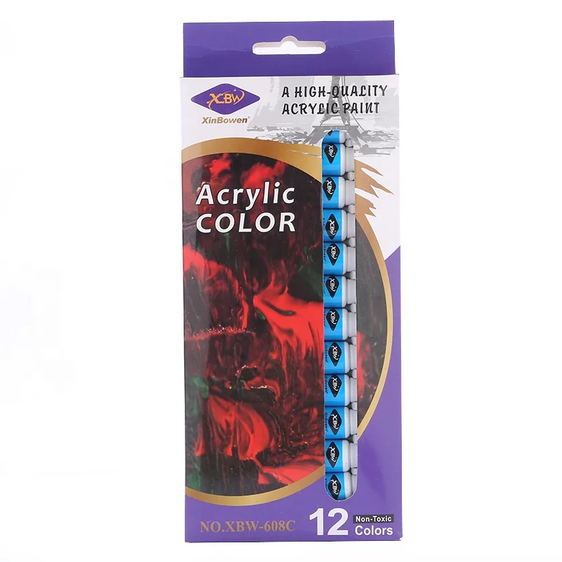 2021 Premium non-toxic Hot-selling 12 colors 12ml acrylic paint set for professional artists and students
