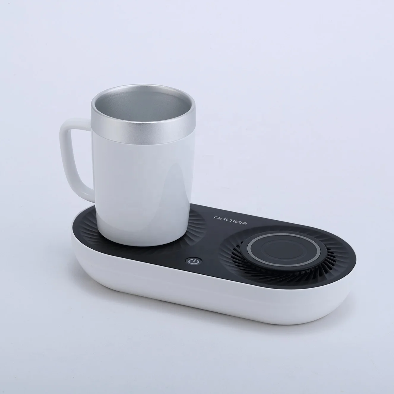 Factory Wholesale Desktop Smart Gadget Electronic Gifts Auto Cooler And Warmer Coffee Mug Cup Holder With Phone Wireless Charger
