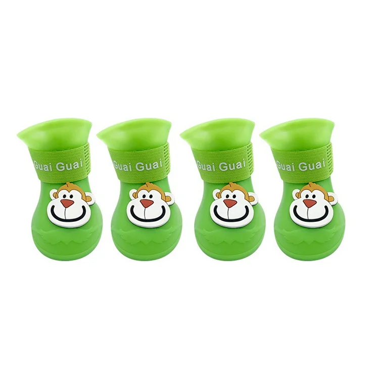 Eco friendly PVC outdoor waterproof silicone cartoon pet rain boots for dogs