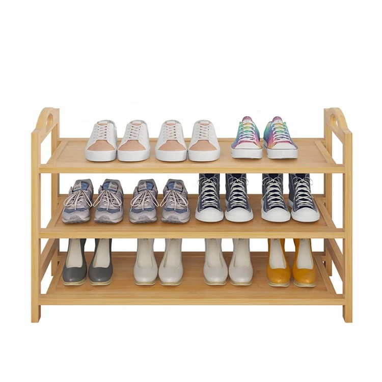 Bamboo Shoe Rack 3-Tier Shoe Storage Organizer Entryway Shoe Shelf