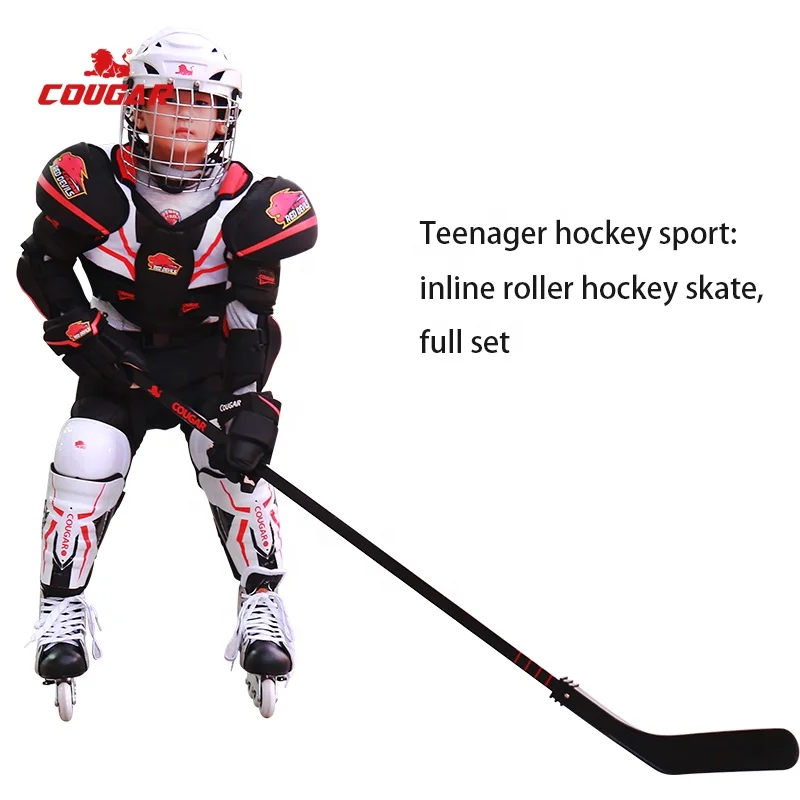 Cougar Factory Hockey Equipment Goalie Pads Athlete Stick Gloves Helmet Inline Roller Skate Ice Field Hockey Player Full Set