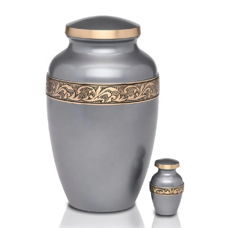 KHAN EXIMPO Vintage Gray Metal Cremation Urns Wholesale