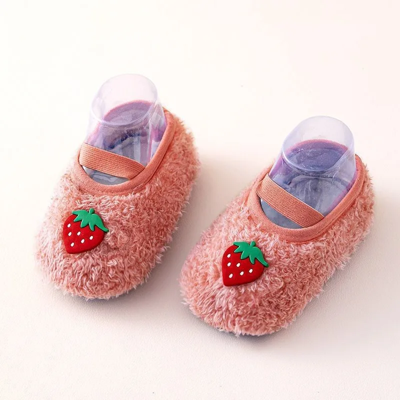 New Baby Fuzzy Socks Newborn Cute No Show Learn to Walk Anti-slip Grip Kid Thick Warm Floor Shoes Socks