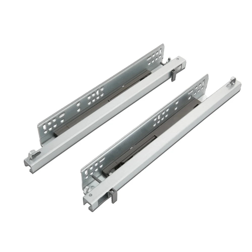 2 Fold Self Locking Invisibal Hydraulic Telescopic Drawer Runner Slides Undermount Drawer Slides Guides With Pin