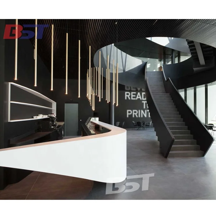 Unique Design White Marble Curved Hotel Reception Counter Commercial Used