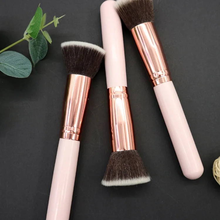 Лидер продаж на заводе от производителя Amazon, кисть для пудры с плоской головкой, высокое качество, красивая веганская кисть для основы под макияж