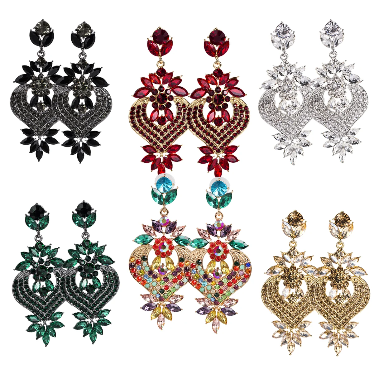2022 New Trendy Boho Multi Color Crystal earring For Women Luxury Rhinestone Dangle Drop Earrings Jewelry