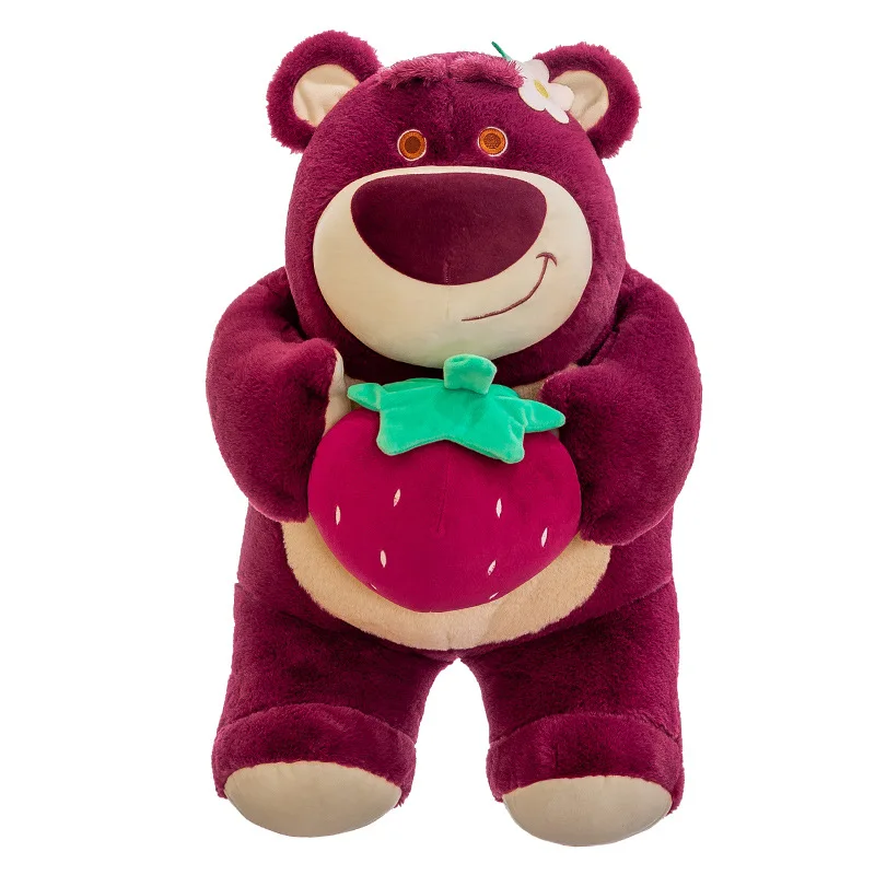 Cartoon Animation Lying Posture Hold Strawberry Bear Doll Girls Bedroom Ornaments Dolls Claw Machine Toy