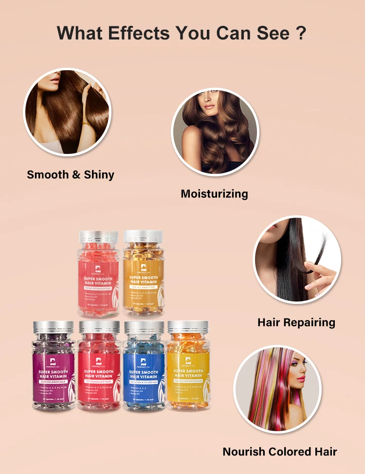 OEM  Keratin Castor Oil Avocado Oil Moisturizing Hair Oil  Repairing Vitamin E Hair Care Capsules