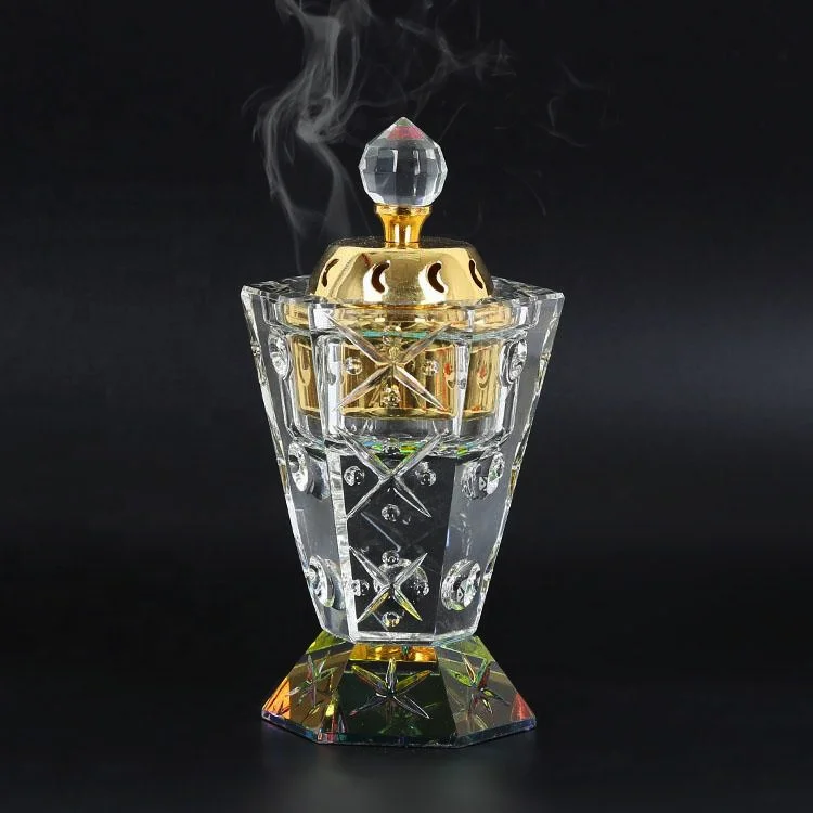 Beautiful islamic Carving Crystal Oud Incense Burner Glass Censer