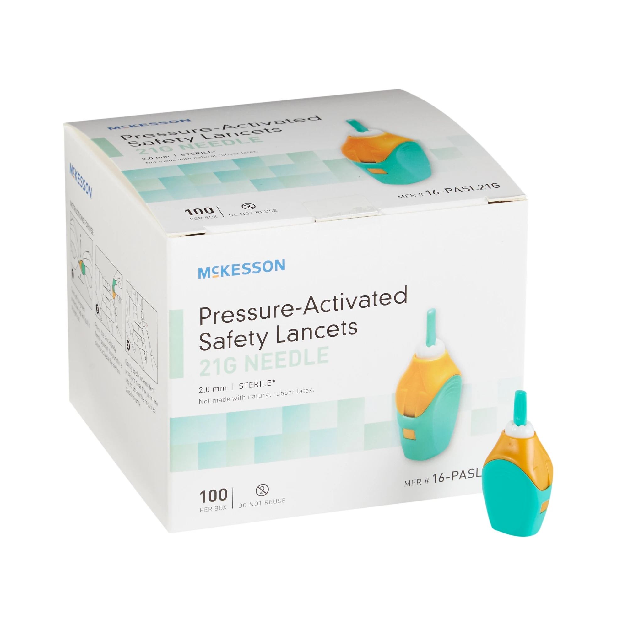 McKesson Safety Lancet Pressure 21 Gauge Needle 2 0 mm Depth 20 Box(s)   100 /Box