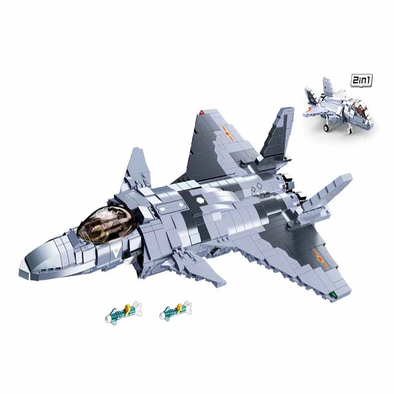 Sluban Building Blocks Military Series Army Set Small Particle Bricks M38-B0931 J-20 Night Dragon Fighter Educational DIY Toys