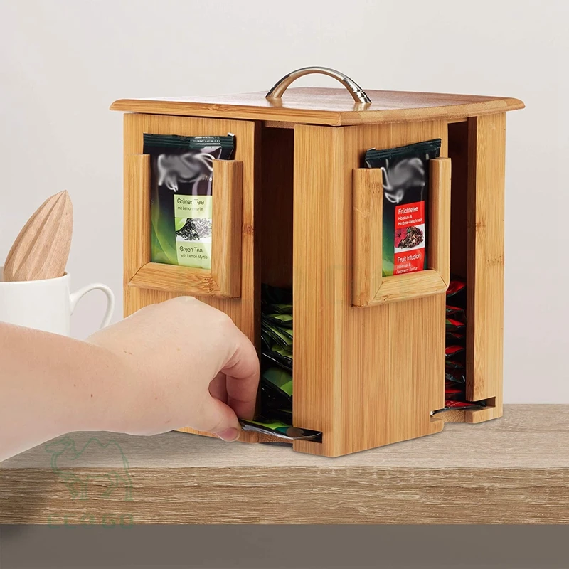 Bamboo Wooden Tea Subscription Box With Mug Organic Gift for Cup and Saucer Caddy