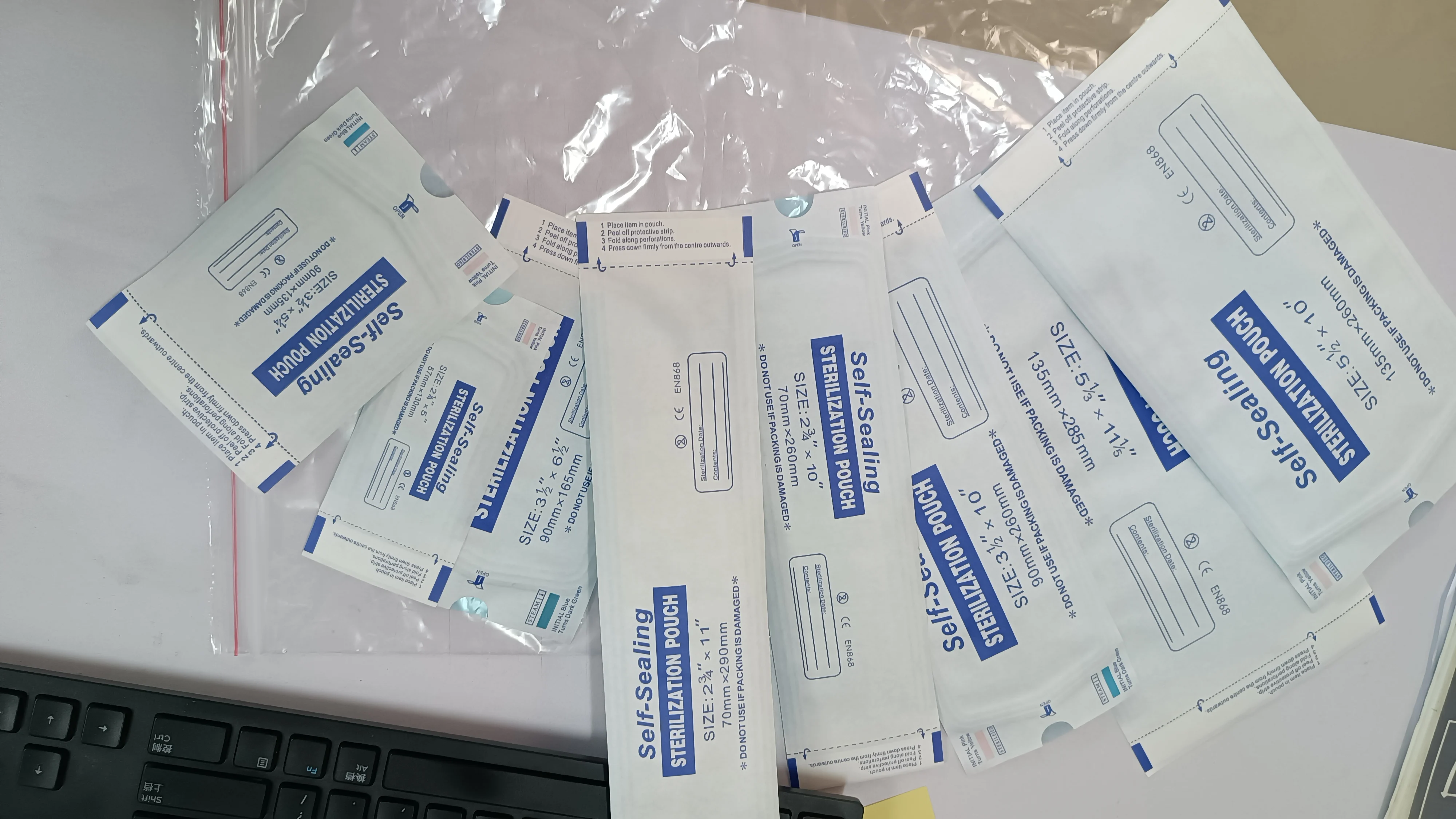 135mmx260mm Dental medical heat flat self sealing sterilization bag sterilizing pouch