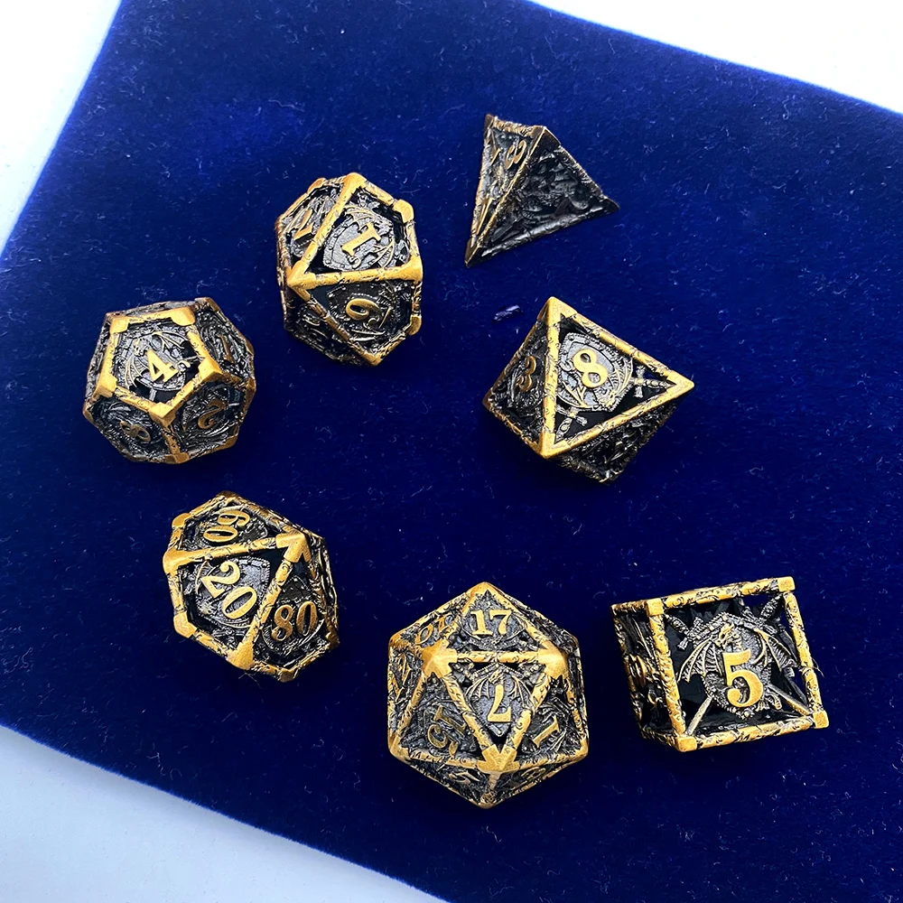 Golden Thorn flora DND Metal dice Set polyhedral Large RPG case dice d&d Starter Set Tray Tower Bag Holder Role Playing dice