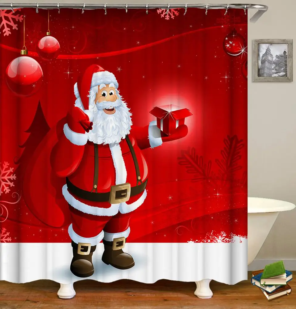 
Home Bath Wholesale 3D Custom Polyester Fabric Christmas Shower Curtain 