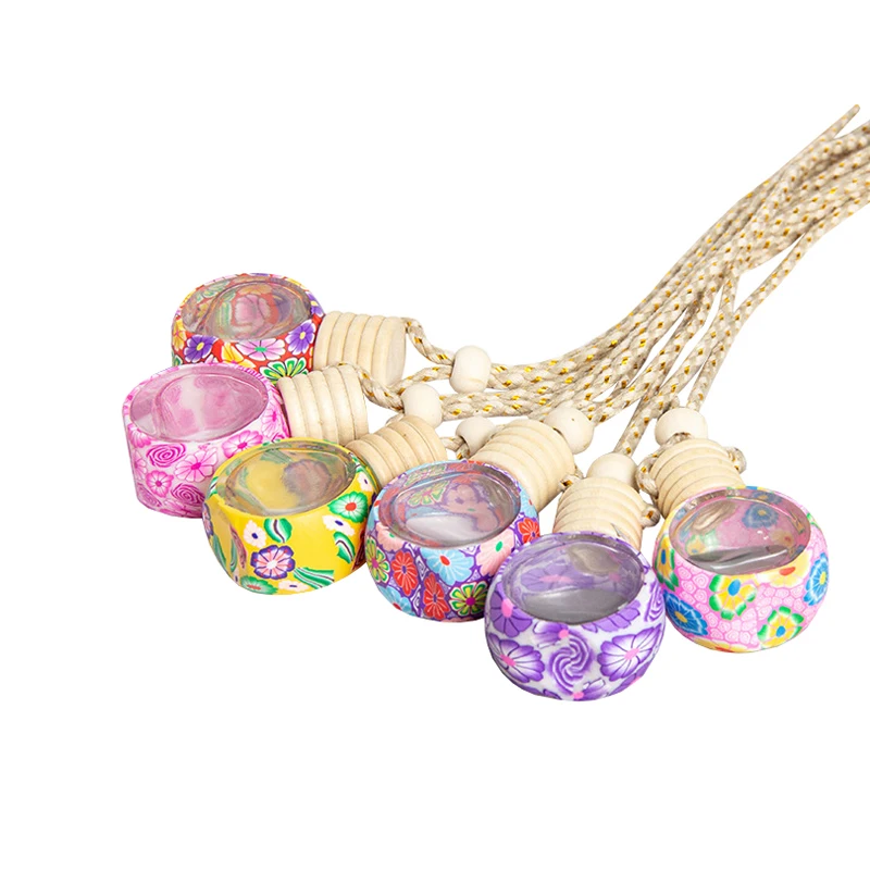 Factory Price Lovely Design Tyre Shape Clear Bottle Wholesale 8ml Polymer Clay Decorated Car Fragrance Bottle