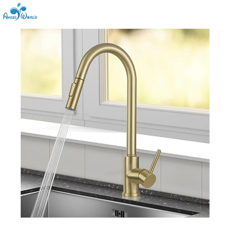 Wholesale Gold Bathroom Faucet with Black Silver Sensing Hot and Cold Kitchen Show Faucet Ceramic Valve Core Pull out Spray