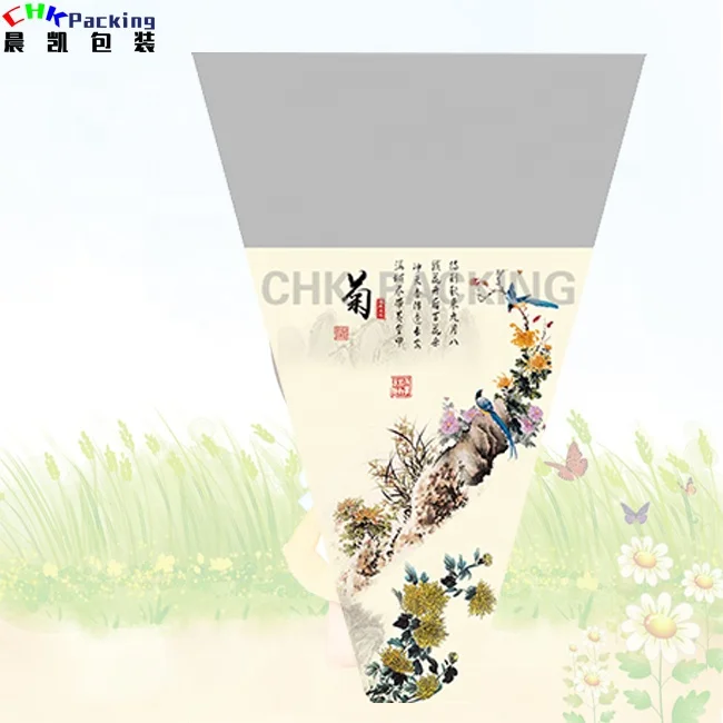 Customized printing plastic single fresh cut Anthurium flowers bouquet wrapping sleeve