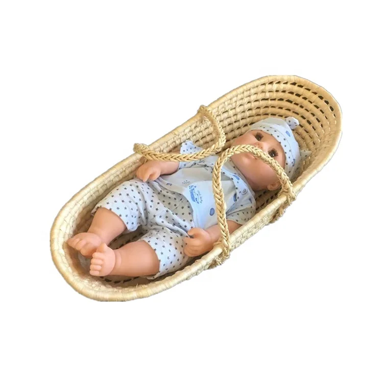 Natural Material Handmade Eco Friendly Maize Doll Moses Basket