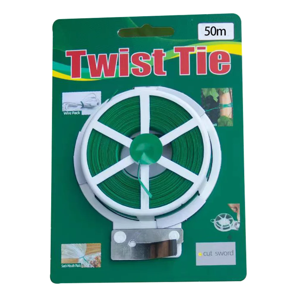 2 Reel 328 Feet (100m) Twist Tie Green Coated Plant Paper Agriculture Binding Twist Tie Wire Spool Twist Tie for Plant