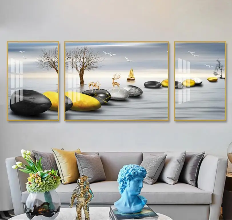 New Chinese-style Stone Comes to Revolve the Decorative Painting of Elk Nordic Painting