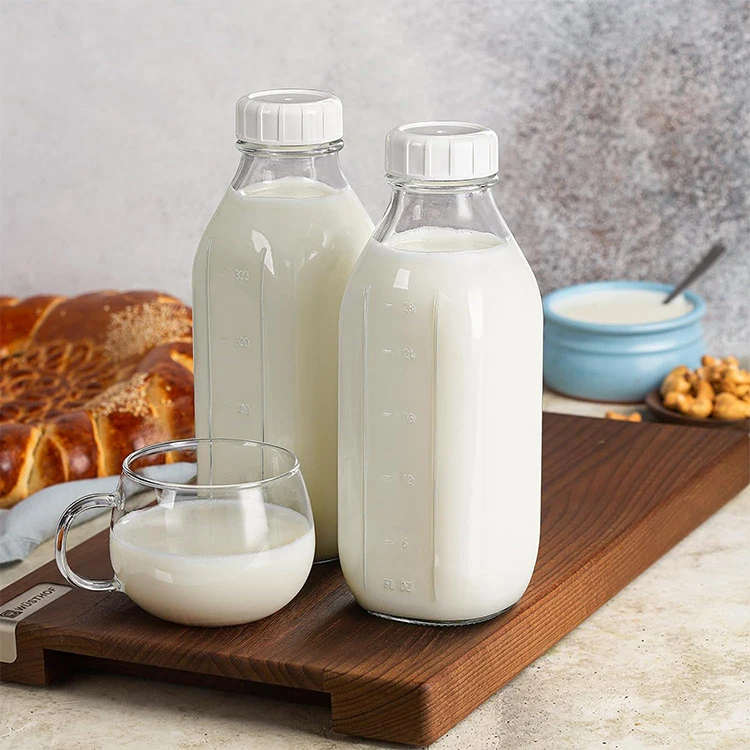 240ml 280ml 520ml 32oz 1000ml Leak Proof Glass Juice Bottles Milk Bottle with Airtight Screw Lid For Beverage