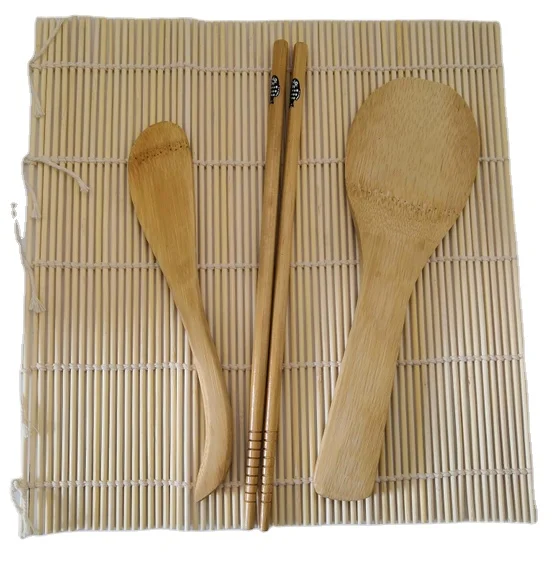 Sushi making and serving kit including mat,chopsticks,paddle,sushi blade ,Sauce dip bowl