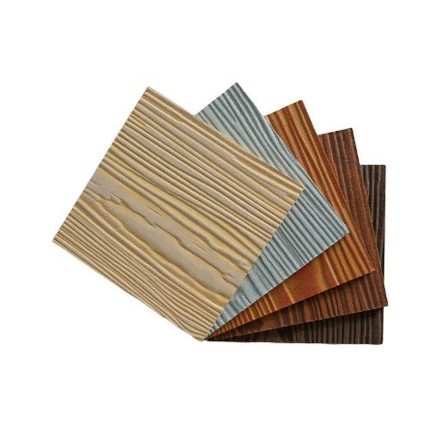 100% Asbestos Free Waterproof Color Painted Wood Grain fibre cement sheet with fireproof