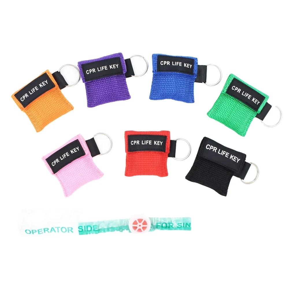 Wholesale disposable free breathing barrier face shield life key keychain training cpr mask