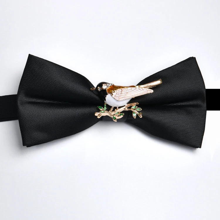Wedding Groom Groomsmen Business Men Bow Tie Black Double Layer Matte Bow Tie