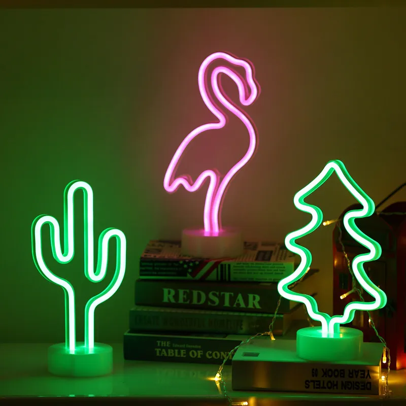 LED Neon Lights Flamingo Unicorn  Rainbow Lights Battery USB holiday party Decorative Lights