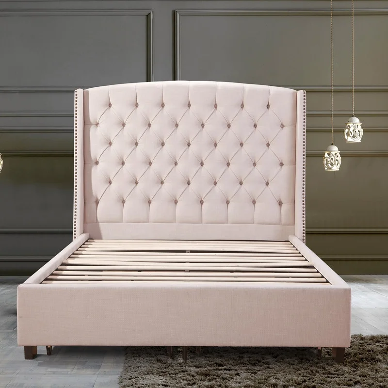 Latest design bed frame American style king Queen size bed with storage cabinet