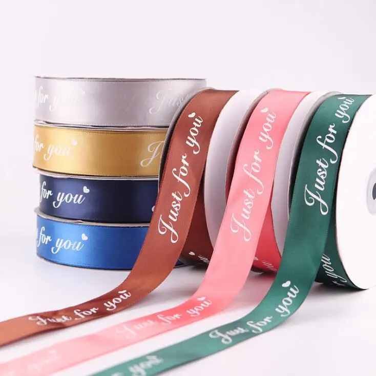 
Support Custom Valentine Wedding Print Polyester Satin Ribbon 