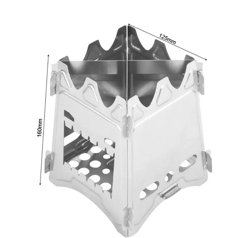 Ultralight Portable Stainless Steel Folding Stove Backpacking Wood Burning Collapsible Grill for Hiking Camping