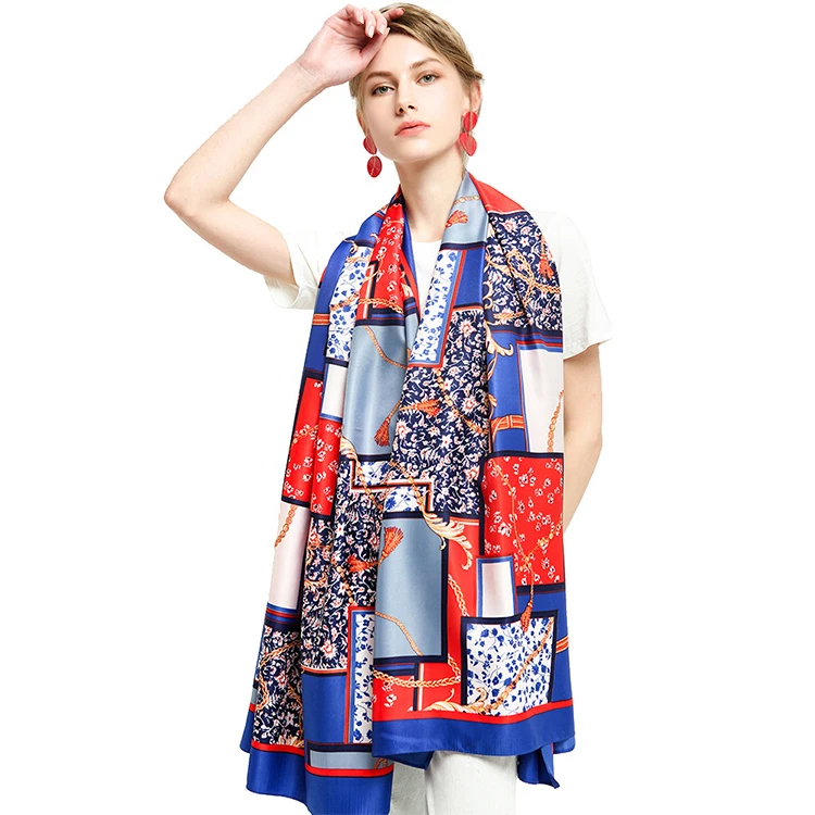 New Style Digital Printing lady Silk Satin 100% Women Silk Scarf