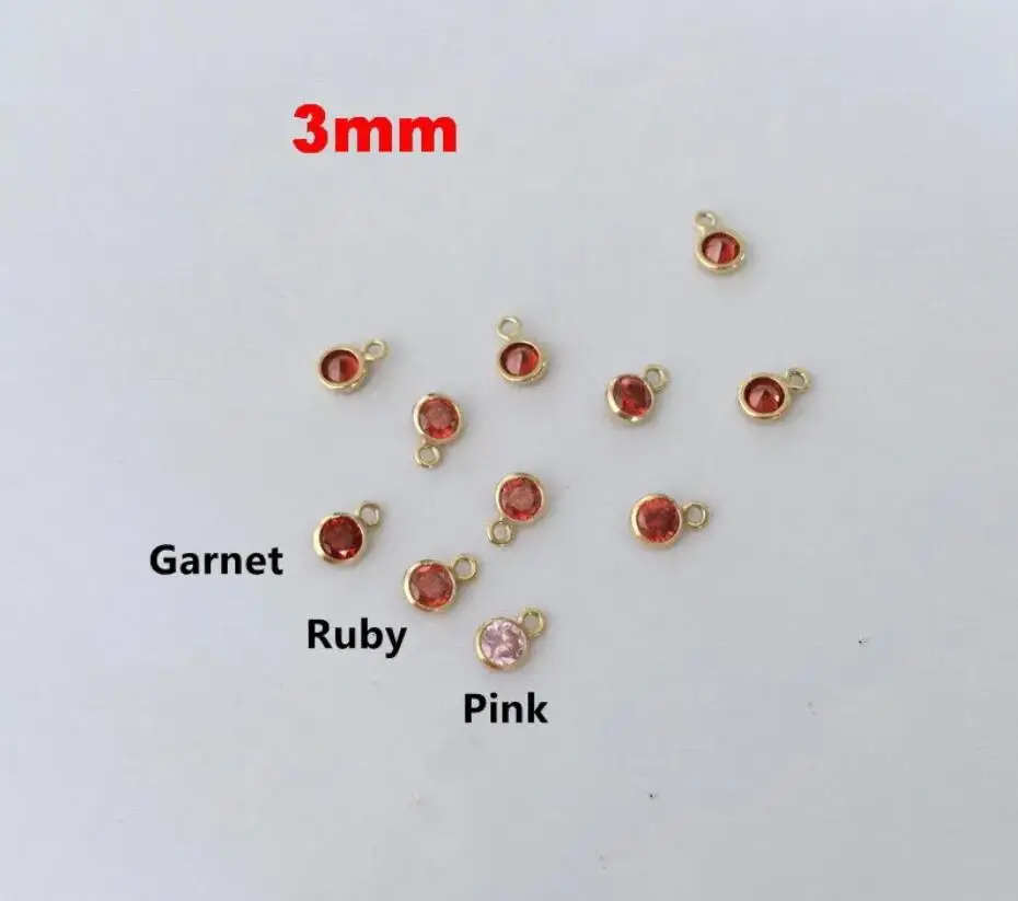 Fashion Birthstone  3MM Zircon Woman Jewellery 14K Gold Filled Charms DIY Making Materials
