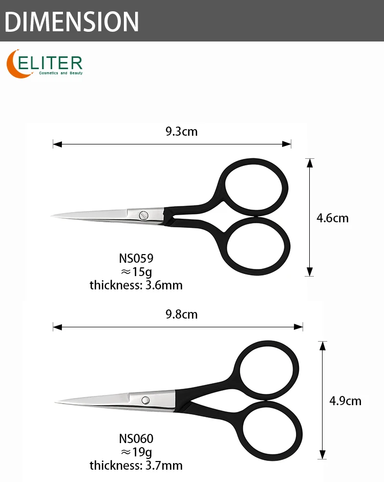 Eliter Hot Sell Wholesale Black Rubberized Soft Touch Stainless Steel Scissor Manicure Tips Cutter Scissors Round Tip
