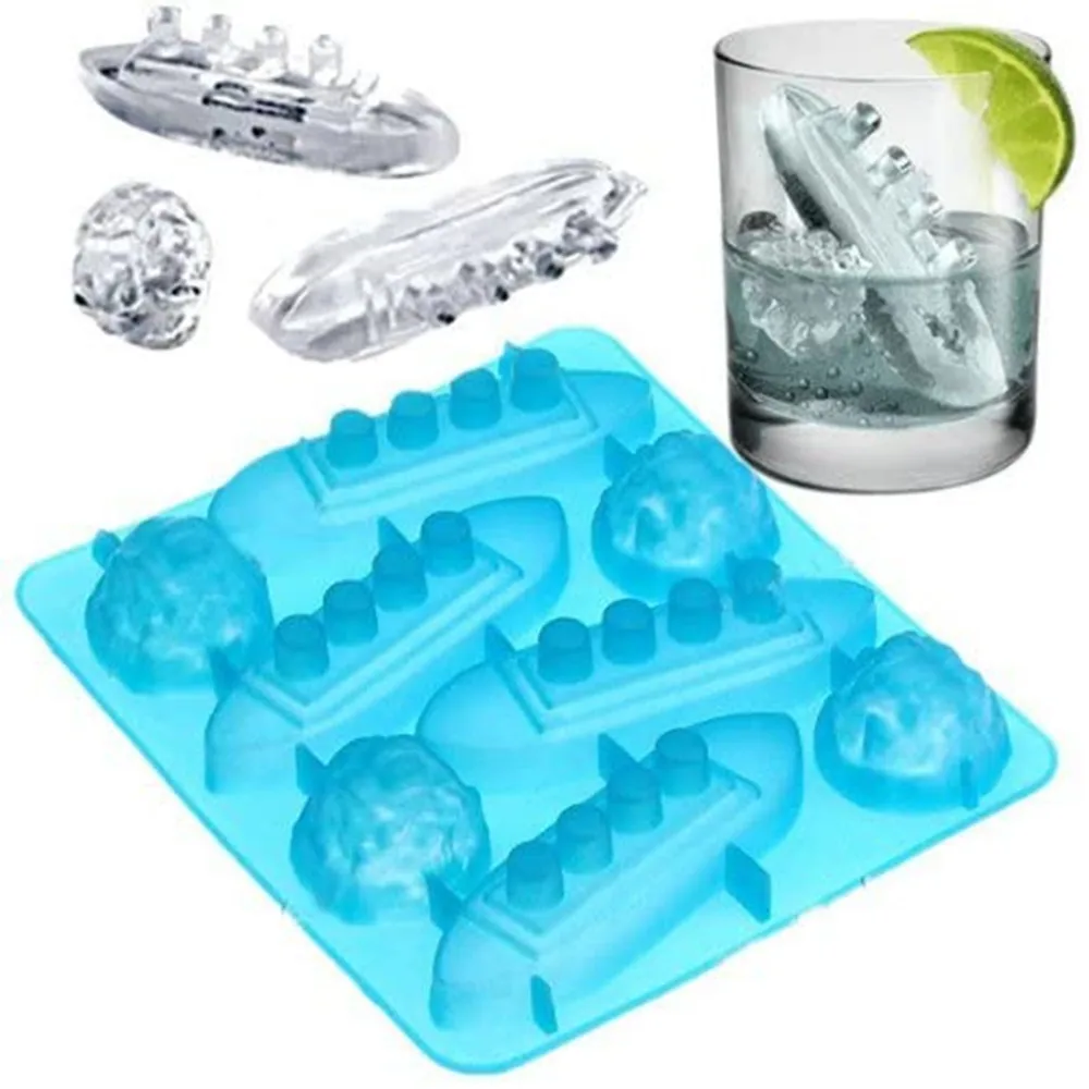 BHD 8 cavities latest design titanic ship toy shape fine Silicone ice cube mold