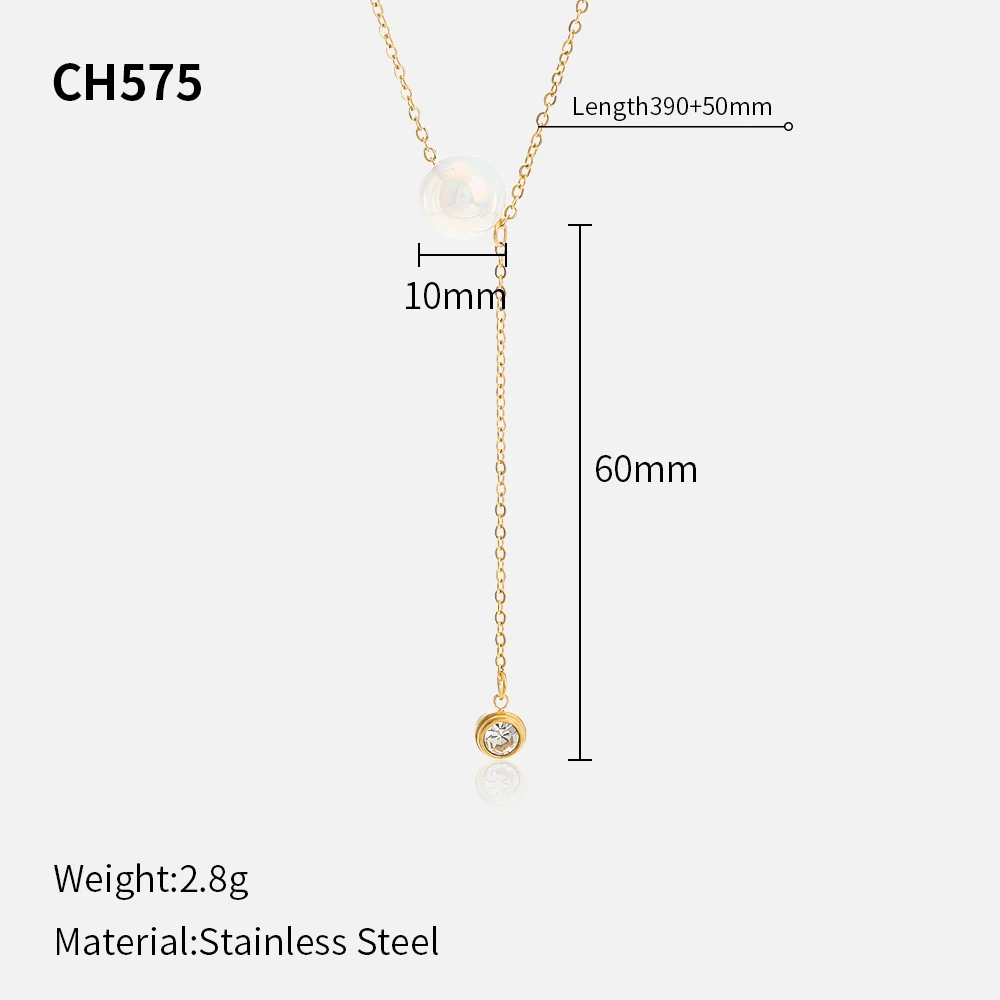 Long Y Shaped Tassel Pearl Necklace Elegant Pearls Clavicle Necklaces 18k Gold Plated Stainless Steel Jewelry